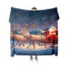 Tuniu Christmas Santa Sleigh Ride Fleece Blanket for Sofa Bed Bedroom Living Room Decoration Warm Soft Gift