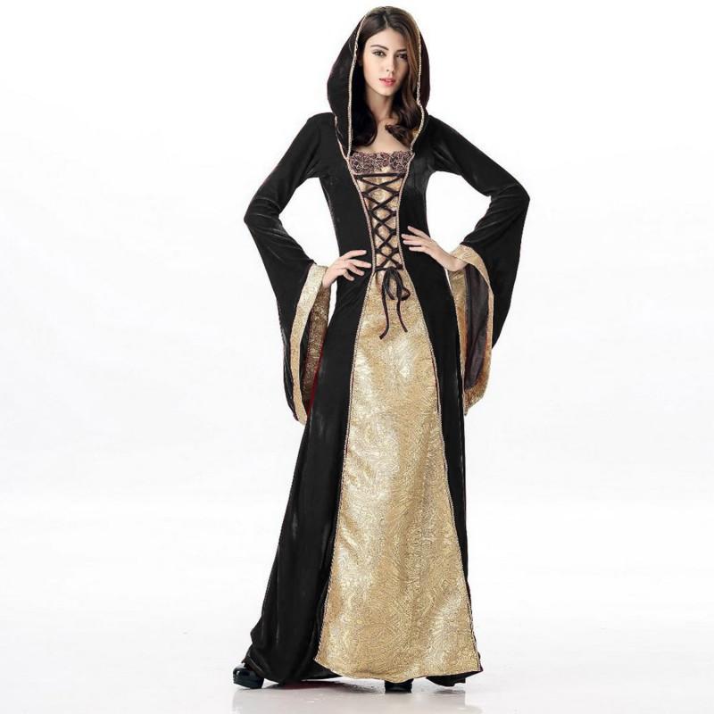 Halloween Medieval Queen Costume Vintage Court Cosplay Dress Party Stage Performance Adult Unisex Black Red Green Purple