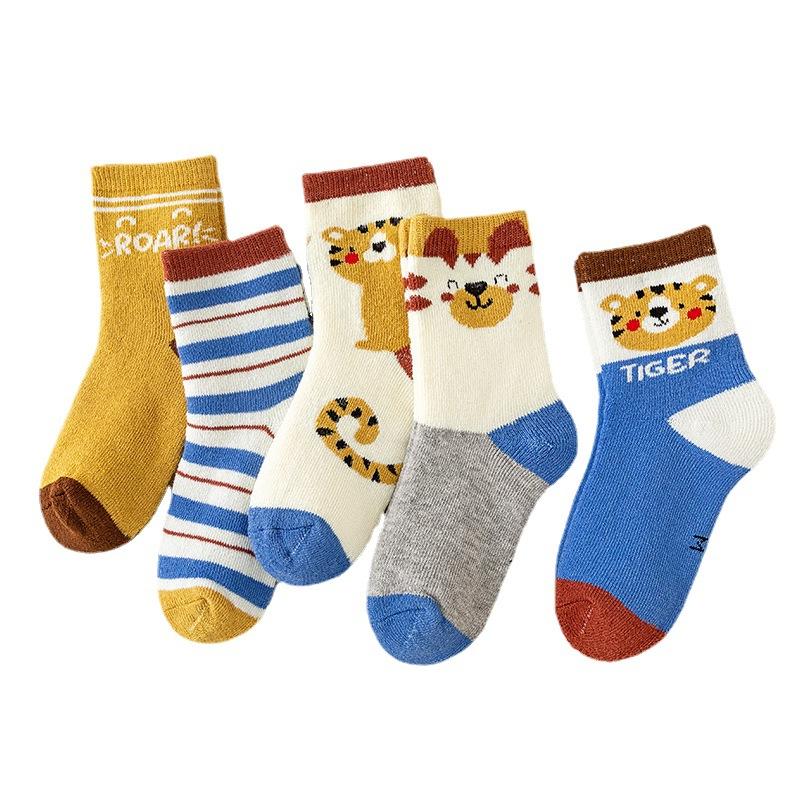 5 Pair/Set Autumn and Winter Children Boys Girls BabyThickened Warm Socks Cute Leisure Sports Socks 3 To12 Years Kids