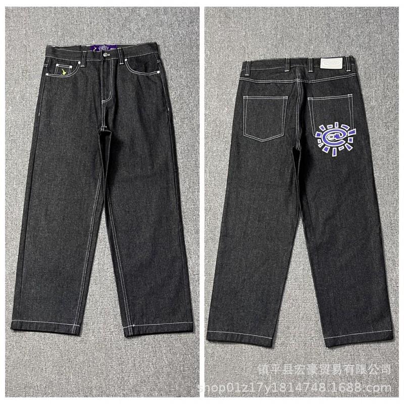 Unisex Streetwear Printed Straight Fit Denim Jeans Loose Comfortable Cotton Pants Casual Wear