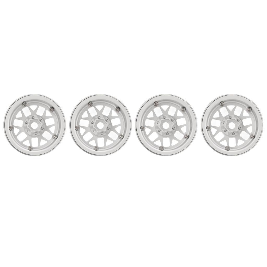 Aluminum Alloy RC Car Wheel Hub 2.2 Inch RC Beadlock Wheels Rims for 110 Remote Control Car Silver