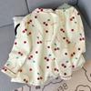 Spring new air cotton pajamas women's winter letter cherry long-sleeved set can be worn outside loungewear real shot