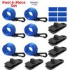 1/6Sets Black&Blue Reel Attachment Kit Windproof Solar Cover Attachment Kit Straps