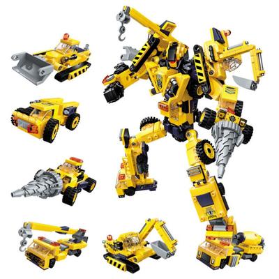 479 Adet Eğitici Yapı Blokları Oyuncaklar Çocuklar İçin Erkek Kendin Yap Hediye 1417 Mühendislik Vinç Forklift Mikser Kamyonu 6'sı 1 Arada Robot Modeli