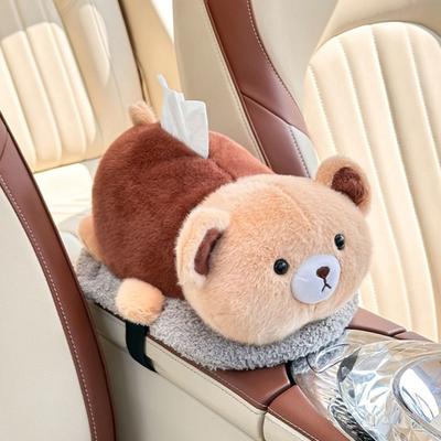 Capybara Car Tissue Box Cartoon Animal Panda Plush Doll Auto Interior Creative Cute Backseat Tissue Holder Home Decoration