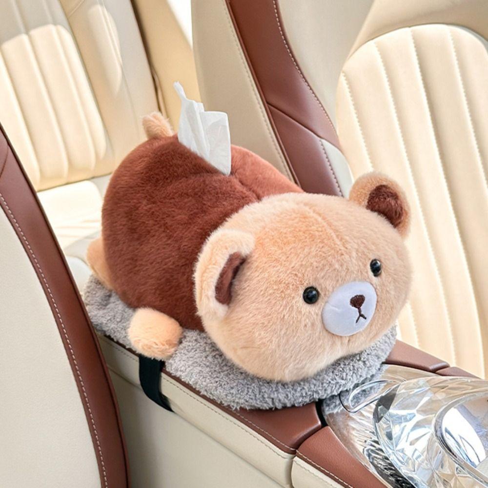 Cartoon Animal Car Tissue Box Panda Plush Doll Auto Interior Backseat Tissue Holder  Car Seat