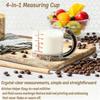 Kubek pomiarowy 4 w 1 z regulacją i uchwytem, Regulowana podstawa i uszczelka typu skrobak, Oszczędzający miejsce, Łatwy do czyszczenia do gotowania i pieczenia &