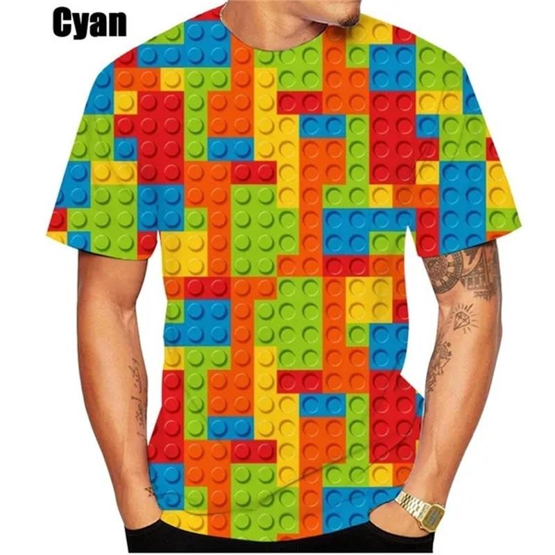 

Футболки с графическим принтом Building Blocks для мужчин, короткие рукава, круглый вырез, забавные футболки, уличная мужская футболка S
