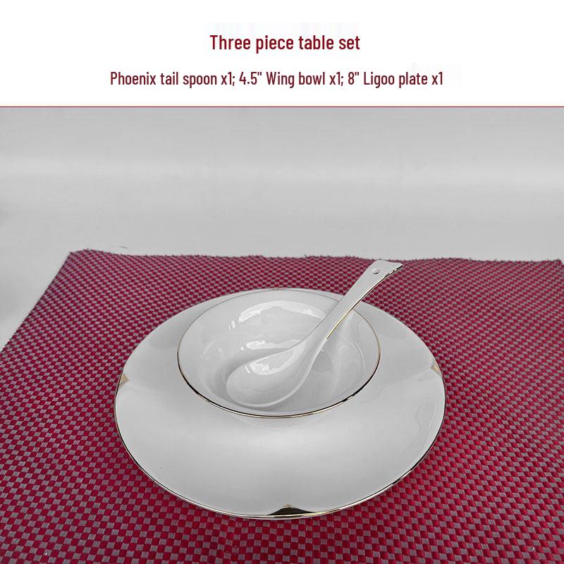 Luxurious Gold Rimmed Bone China Table Setting for Upscale Hotels and Private Clubs