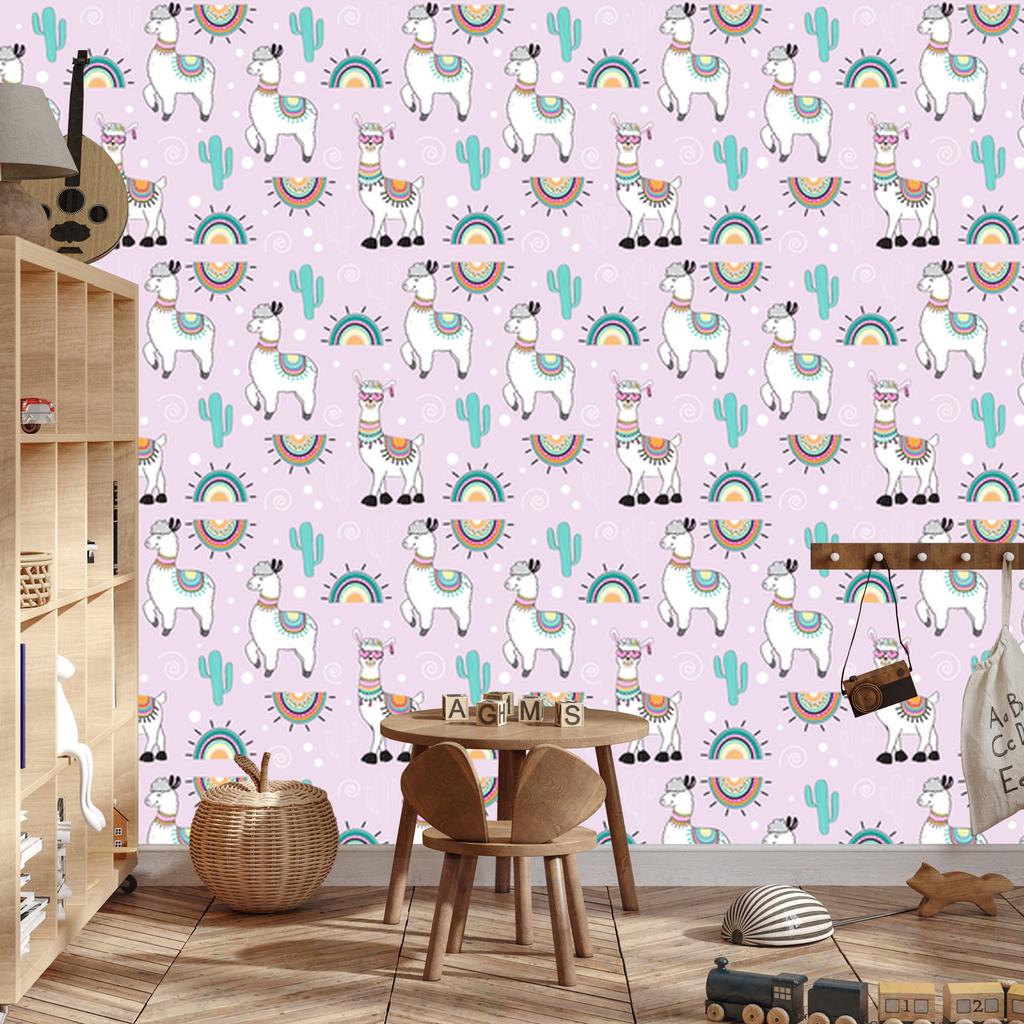 Wallpaper Llama cacti plants for living room and bedroom 50x1000