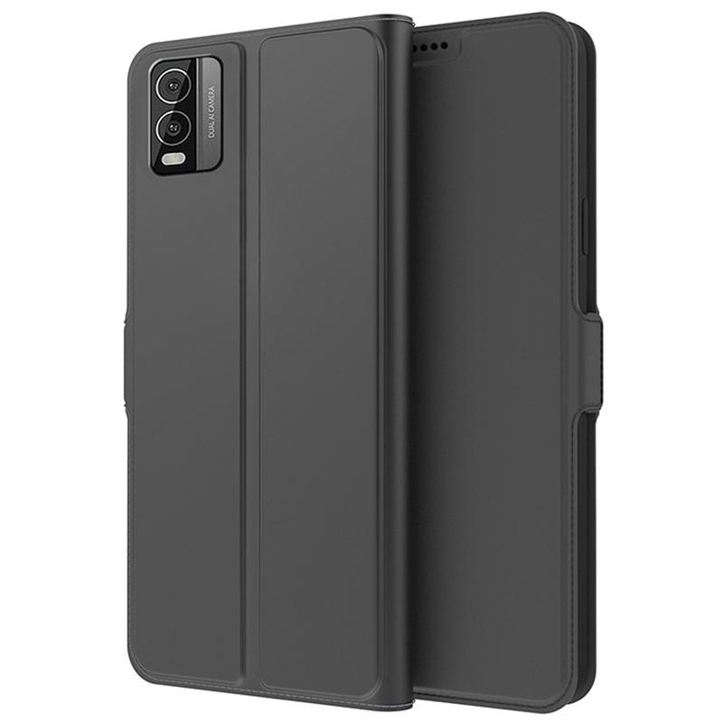 

For Nokia C210 Leather Case Card Slot Stand Phone Cover Black