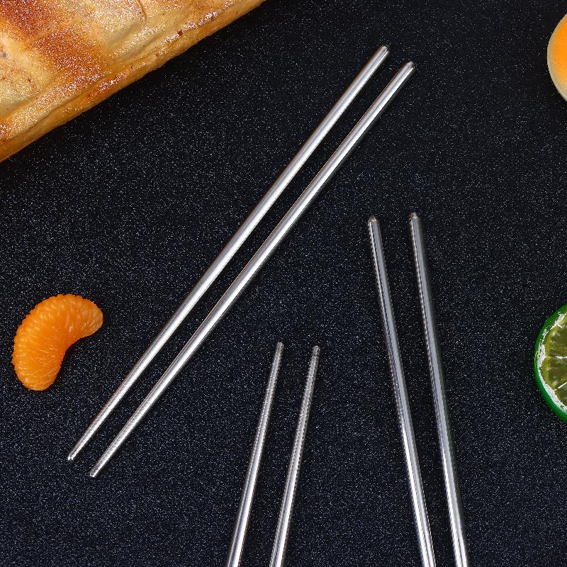Stainless Steel Chopsticks Reusable Household Round Metal Chop Sticks Japanese Sushi Food Stick Kitchen Tableware Cutlery