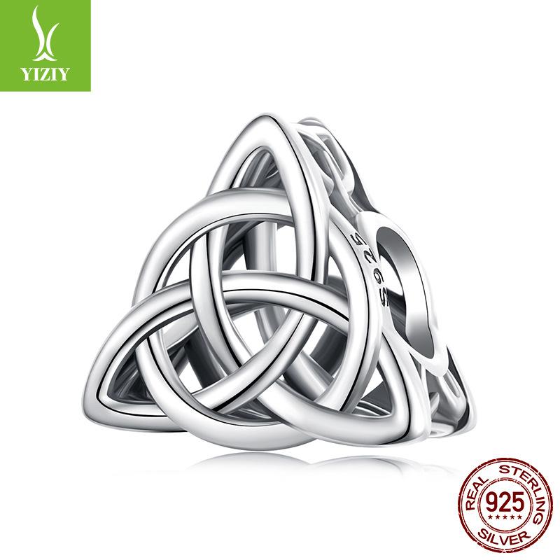 Diy Bracelet Beaded Accessories, Triangular Celtic Knot Beaded 925 Silver Beads