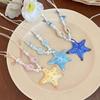 Contrast Color Blue Starfish Collarbone Chain Beads Exquisite Neck Pendant  Seaside Versatile