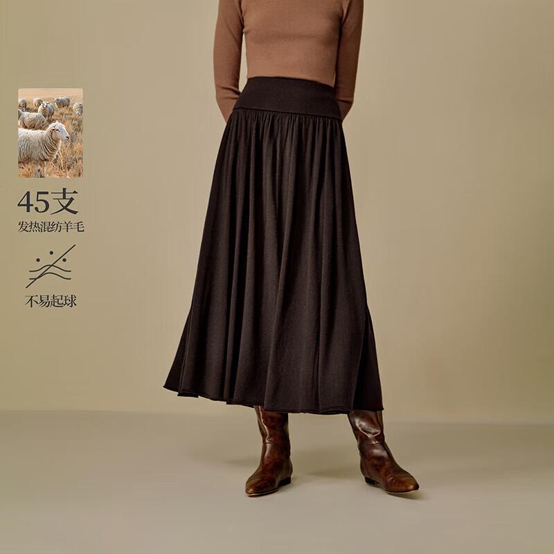 INMAN Women s Melard Heat-Generating Wool Blend A-Line Skirt S