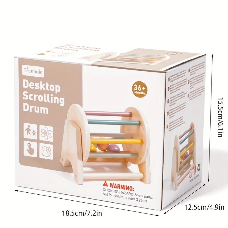 Montessori, Baby Wooden Rolling Drum Fun Tabletop Toy - Exercise Hand-eye Coordination and Fine Motor Skills - Educational Toys