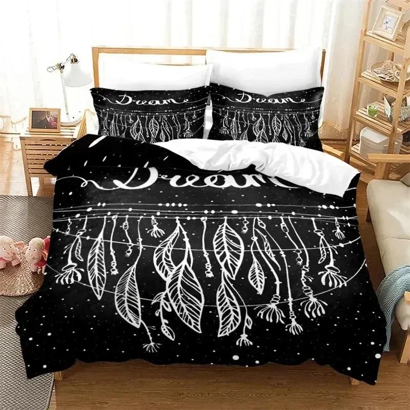 3D Print Dreamcatcher Bohemia Mandala Feathers Comfortable Duvet Quilt Cover Pillowcase Bedding Set Decoration Home Textile