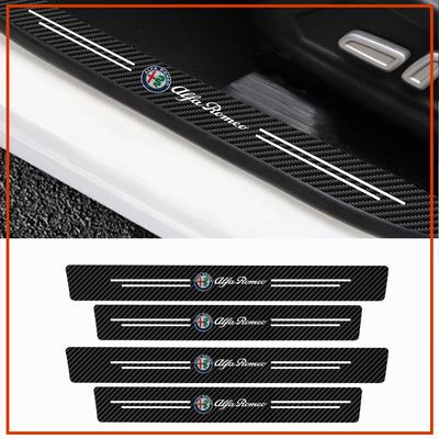 4 Piezas de Cuero PU Pegatinas Protectoras Antiarañazos para Umbral de Puerta de Coche Para Stelvio Giulia Giulietta 147 159 156 MiTo Sportiva
