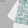 ZANZEA Seturi costume casual din două piese pentru femei, bluză cu mâneci 3/4 cu imprimeu și pantaloni