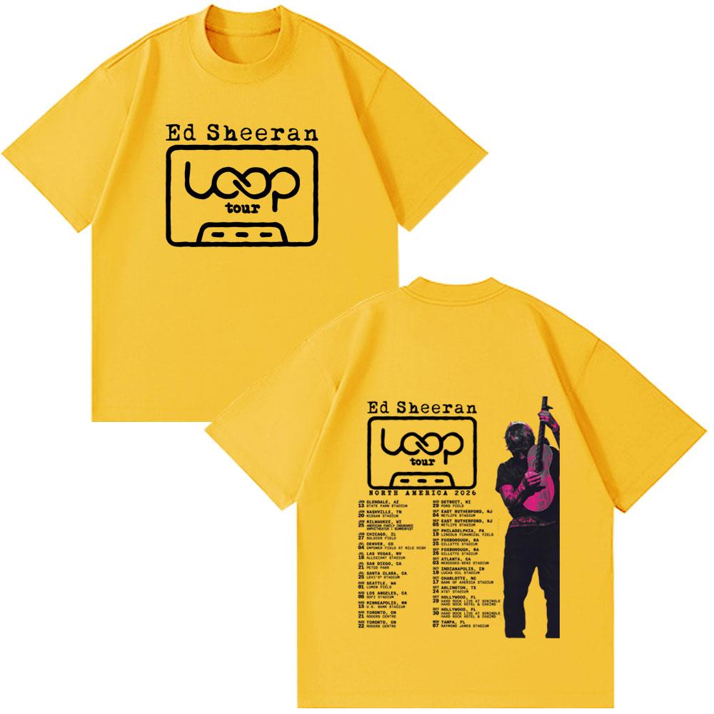 Ed Sheeran Loop Tour 2026 Merch T-shirts Fans Gifts Unisex Women Clothing Fashion Hip Hop Clothing Oversized Cotton Casual T-shirt