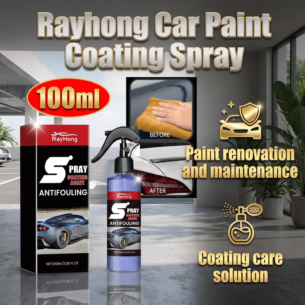 Rayhong car paint coating spray, body decontamination, cleaning, refurbishment, maintenance, glazing care solution 100ml