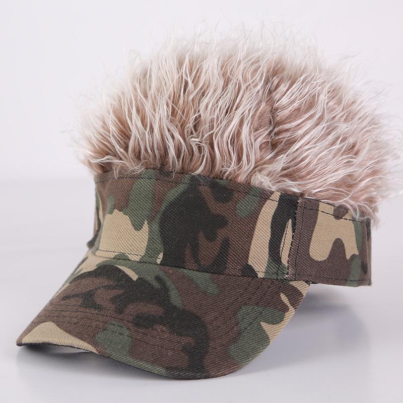 

New Camouflage Baseball Cap Summer Sun Hat Adjustable Wig Cap for Fishing Military Disguise Hip Hop Outdoor Breathable Adjustable