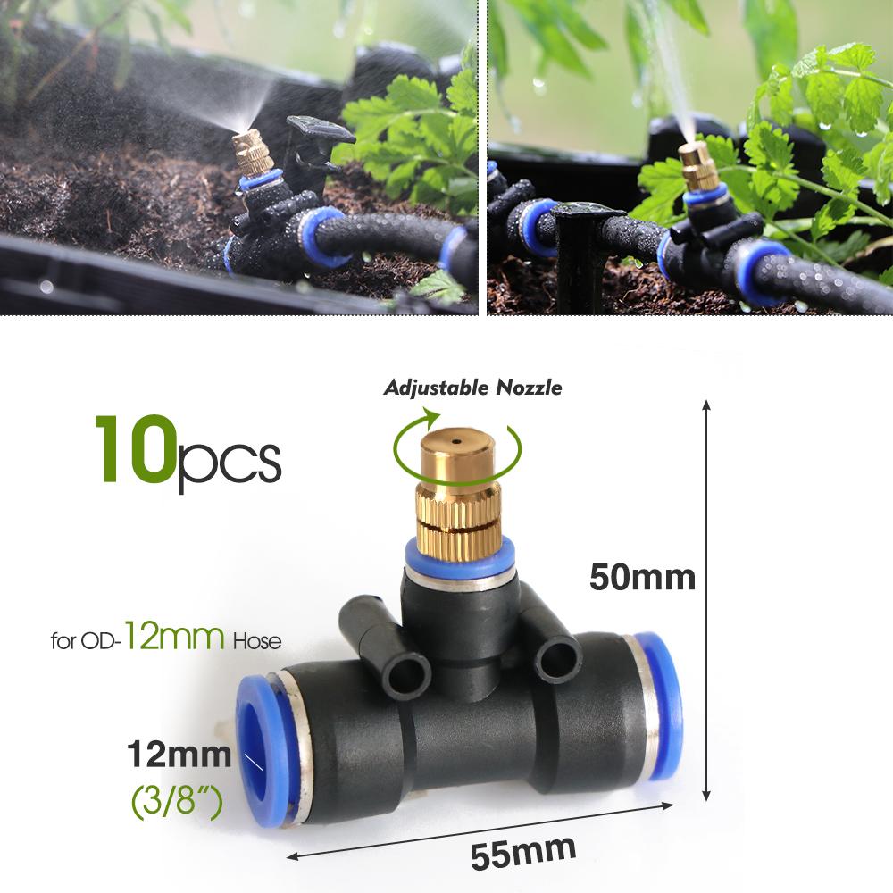10PCS Brass Adjustable Garden Micro Sprinklers Nozzle for 5/8mm 8/12mm PE Hose Outdoor Misting Cooling System Watering Atomizer