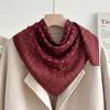71 Cotton and Linen Retro Wind Green Geometric Small Square Scarf Silk Scarf Women's New Neck Protection Small Scarf Silk Scarf Neck High Sense