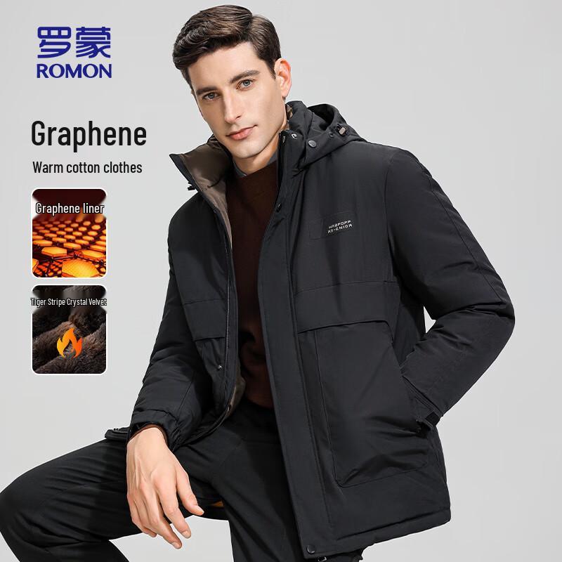 

ROMON Men s Winter Puffer Jacket M888 with Detachable Hood XL