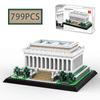 Moc 799Pcs Usa Washington Lincoln Memorial City Street View Architectural Model Building Blocks Children'S Puzzle Toys Gifts