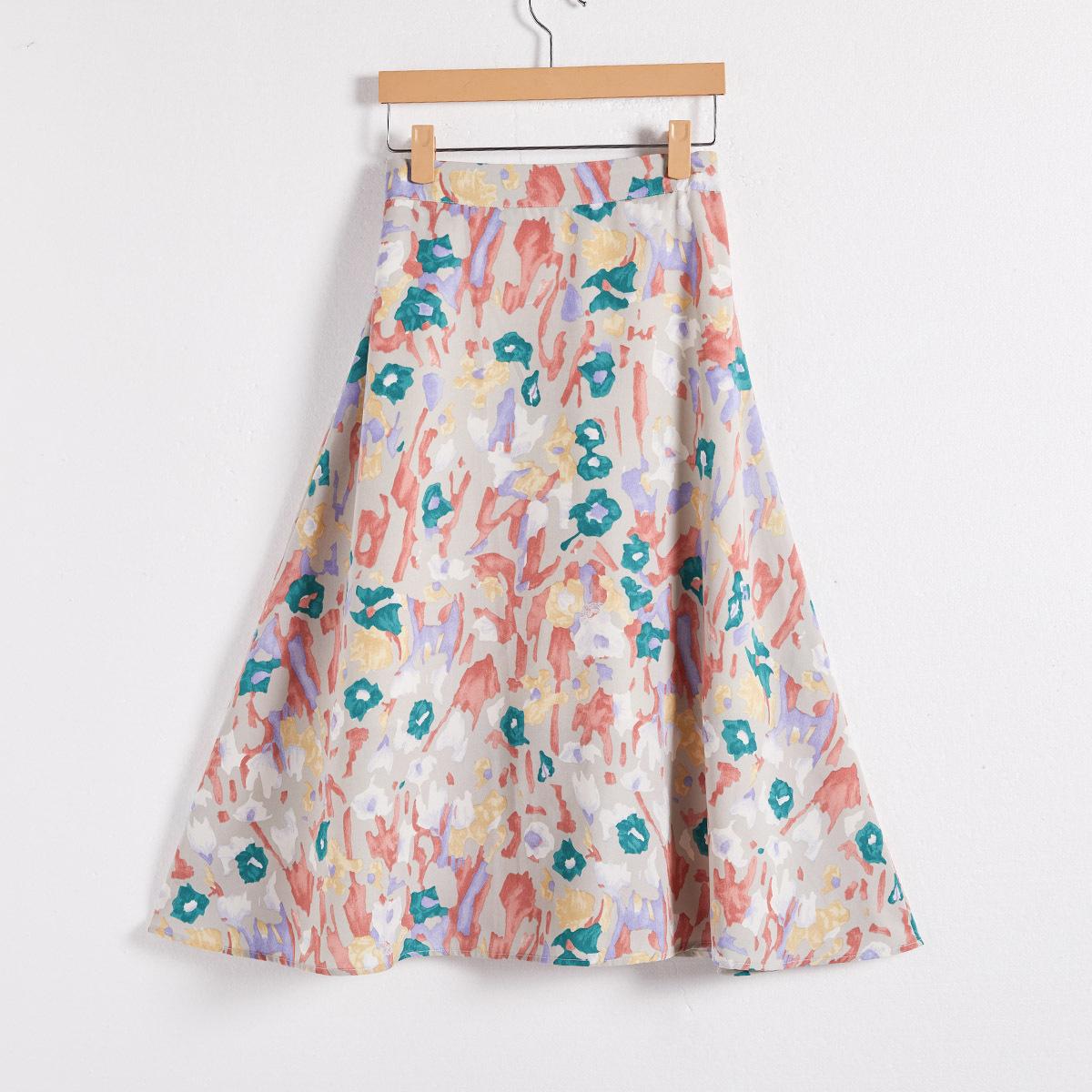 

Больше. Юбка Xia с принтом масляной живописи и высокой талией, модная юбка А-силуэта средней длины XS розовый