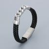 Bracciale Classico in Acciaio Inossidabile e Pelle di Mucca per Uomo Fascino Teschio Guanti Manette Nodo Bracciale con Charms Acciaio Inossidabile Gioielli per Festa Biker