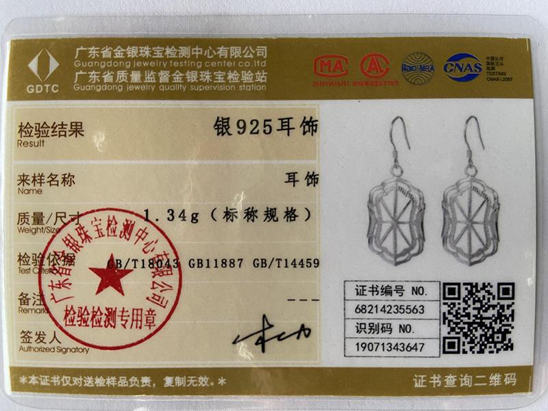 925 Sterling Silver Geometric Pendant Piercing Earrings Fashionable Wedding Jewelry