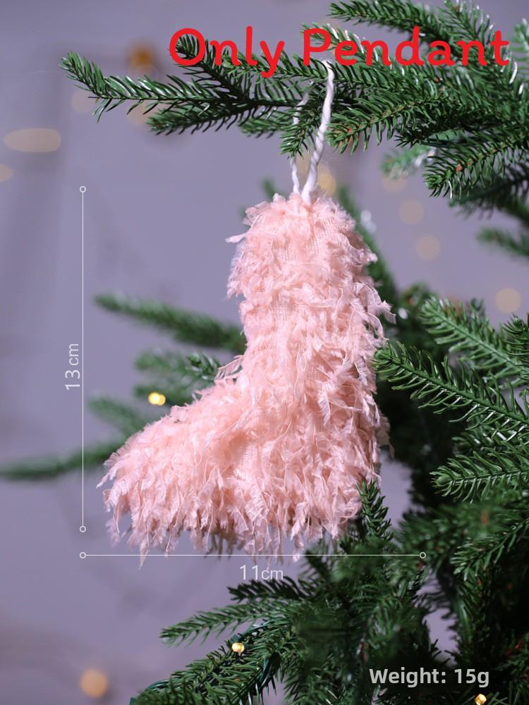 Creative Christmas Tree Socks Heart Shaped Feather Pendant Christmas Decoration For Festive Tree Decor