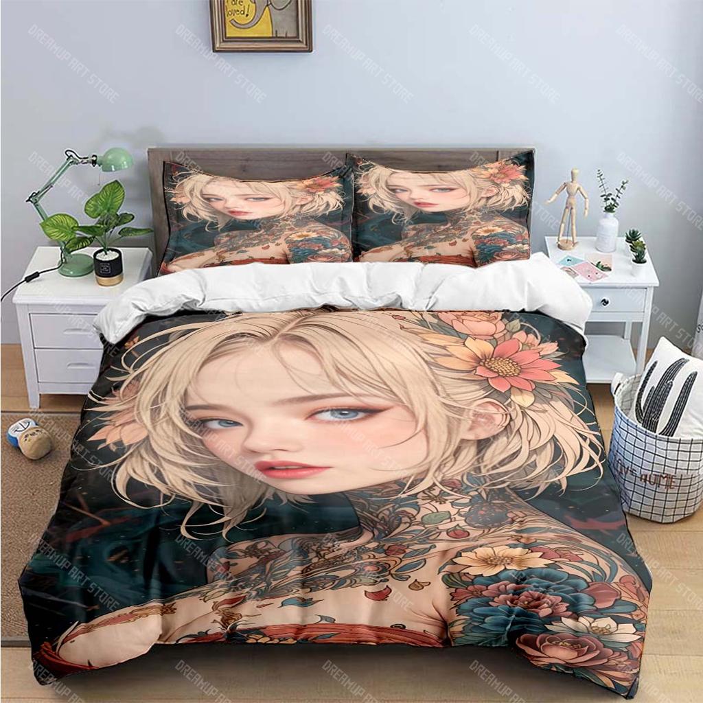 Fashion Sexy Anime Girl Print Bedding Sets Bed Supplies Set Duvet Cover Bed Comforter Set Bedding Set Aldult Gift