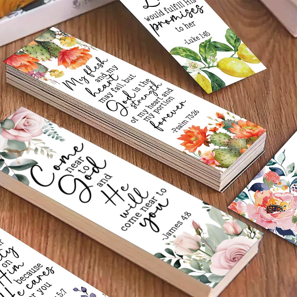 30pcs Colorful Floral Bookmarks, Inspirational Encouragement Greeting Cards with Motivational Quotes, Gift for Students Readers