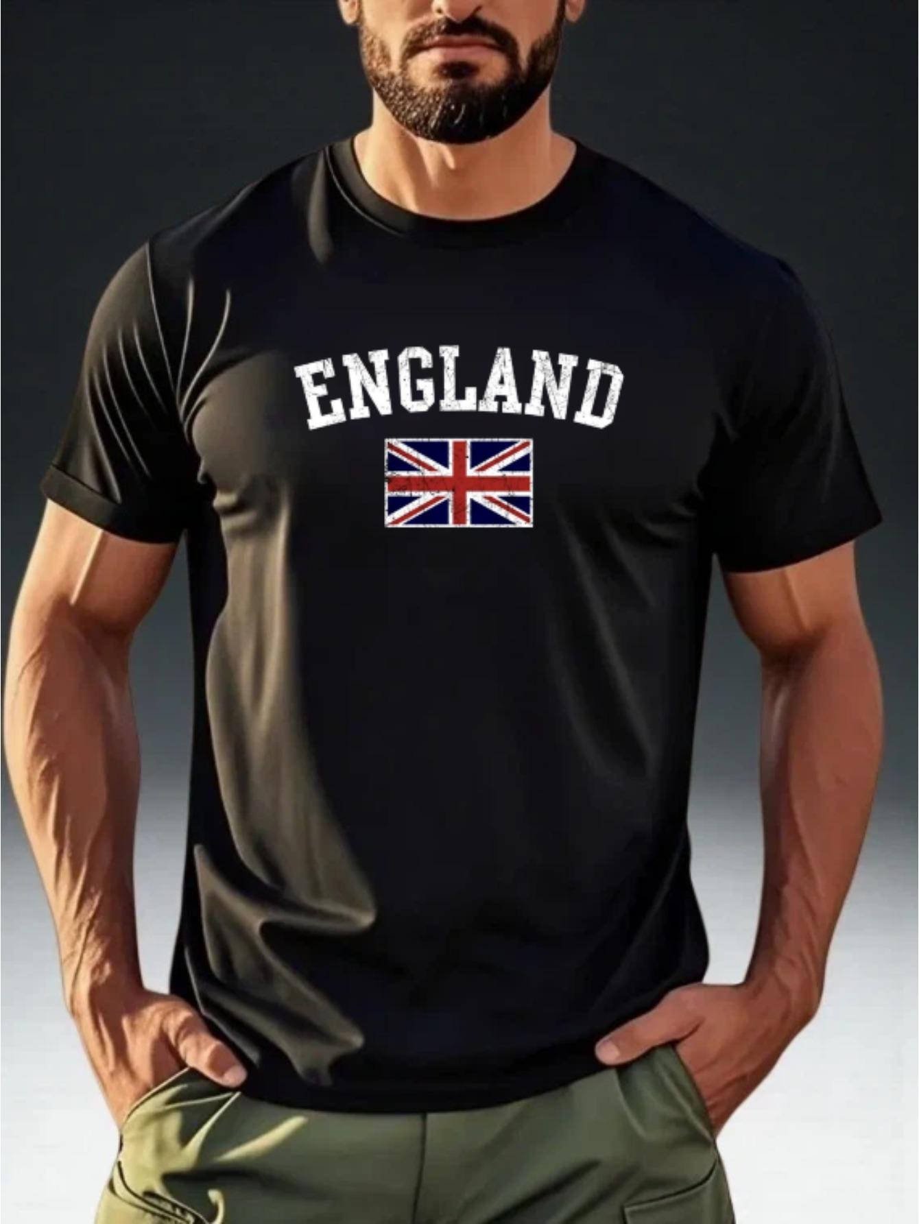 

Men s Vintage England St. George s Cross T-Shirt - English Flag Print Short Sleeve Casual Round Neck Summer Top L