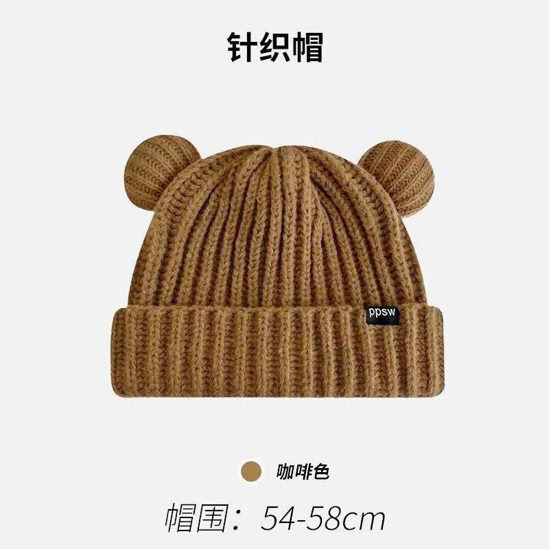Winter Bear Ear Thermal Hat New Plush Women's Hat Loose Fashion Face Small Pullover Hat