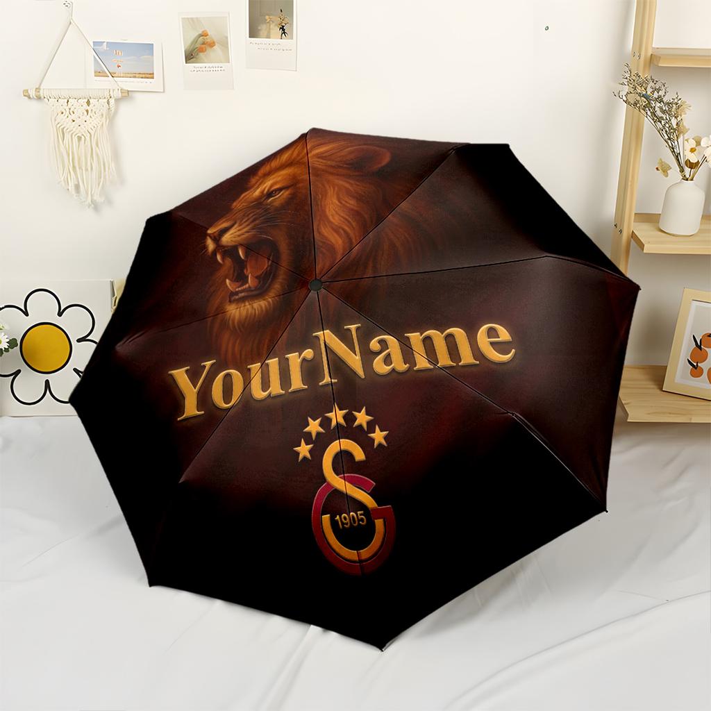 Galatasaray1 Customized Name Umbrella Portable Automatic Umbrella Compact 8-Rib Design Compact Design for Outdoor Daily Use Elegant