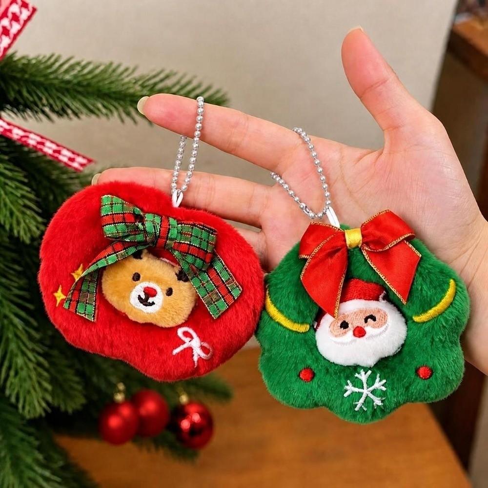 5PCS Plush Stuffed Hanging Pendants Cute Festival Keychain Decorations Xmas Tree