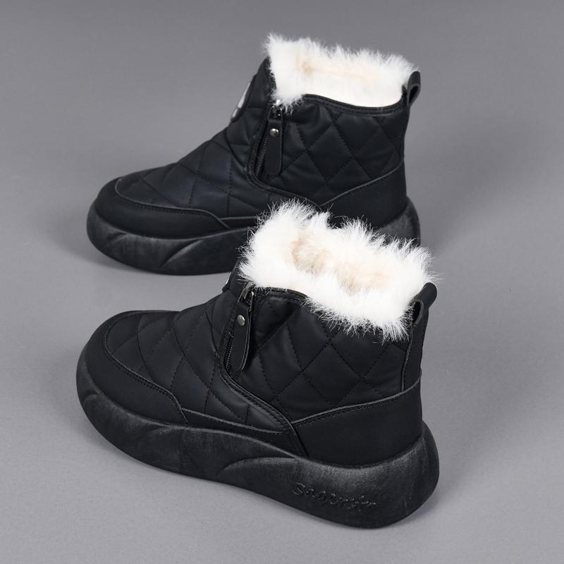 34-42 Women's Winter Plus Size Fashionable Double Zipper Thick Soled High Top Cotton Shoes Women's Snow Boots