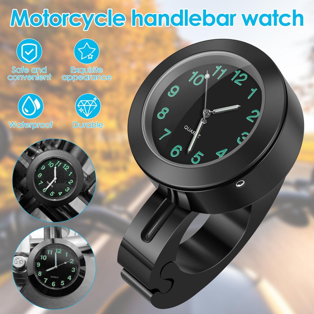 Motorbike Handlebar Watch 7/8" Motorcycle Clock Chrome Waterproof Handlebar Mount Watch Night Luminous Clock Moto Accessories