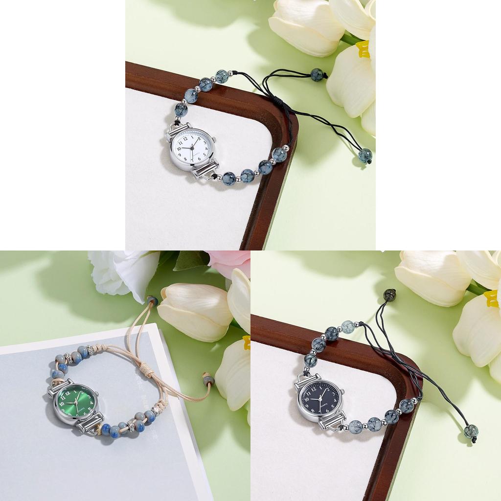 Kleine duftende gewebte Uhr für Damen Armband Digitalanzeige Lässig Elegant Teerosen Perlenuhr