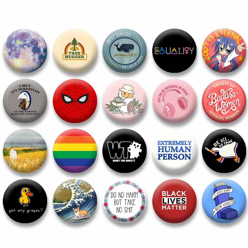 Cartoon Duck Cat with Flag Brooch Creative Funny Animal Words Lapel Pins DIY Backpack Hat Accessories Jewelry Badge for Friends