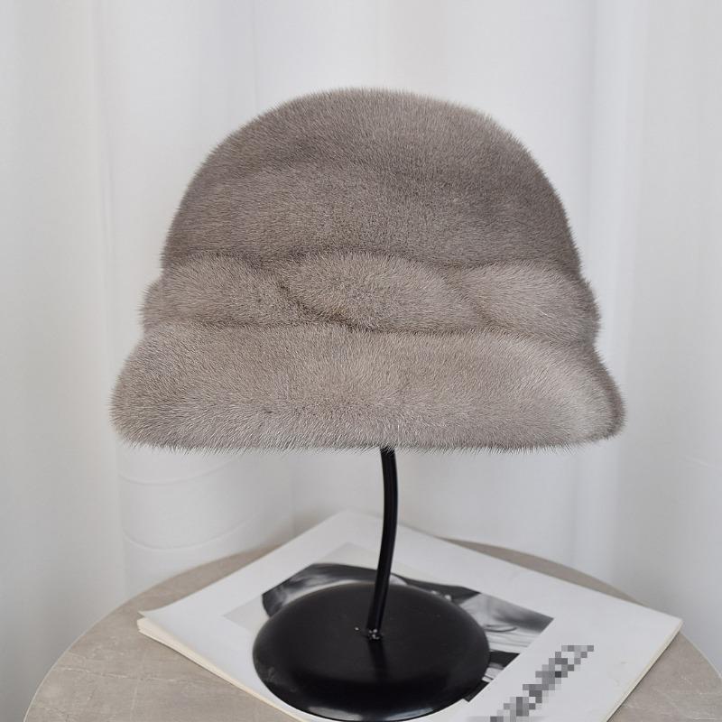 

Цельнокожаная норковая шапка женская зимняя среднего и пожилого возраста меховая шапка норковая теплая шляпа от солнца average size