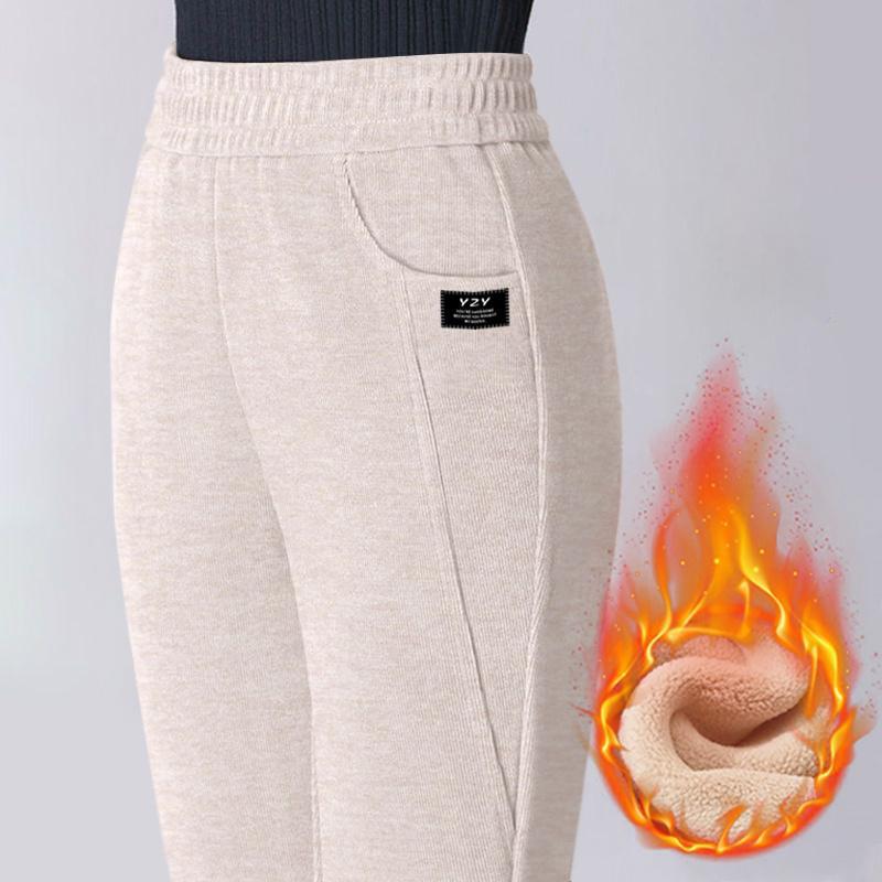 Women's Stylish Straight-Leg Fleece-Lined Pants, 2026 Autumn/Winter Collection - Eight-Tenths Length for Outdoor Wear.