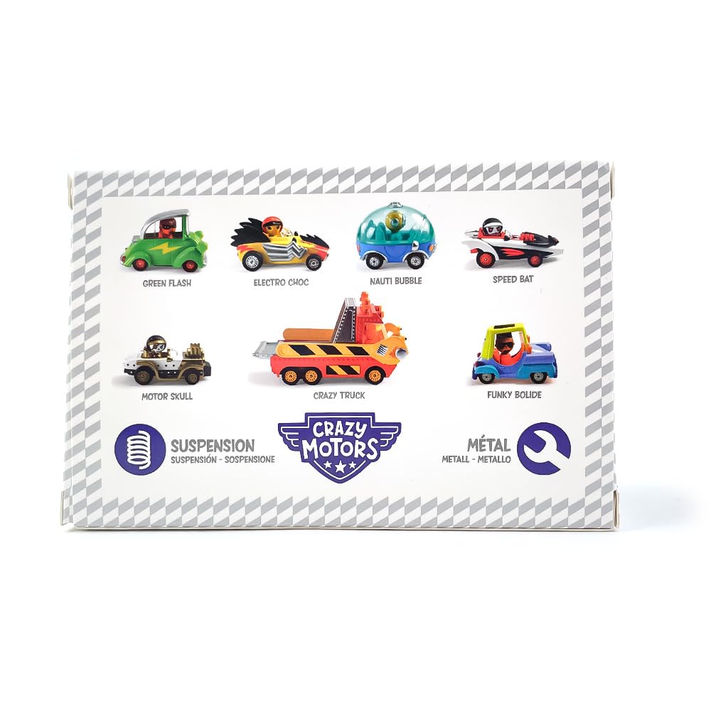 DJECO Crazy Motor Turbo Spider Sports Car Racing Car with Figures Car Suspension Educational Toy Educational Age 3 4 5 6 7 8 Boys Toddlers Baby