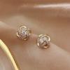 Korean Style Crisscross Full Diamond Earrings, Elegant Niche Design Luxury Jewelry for Women