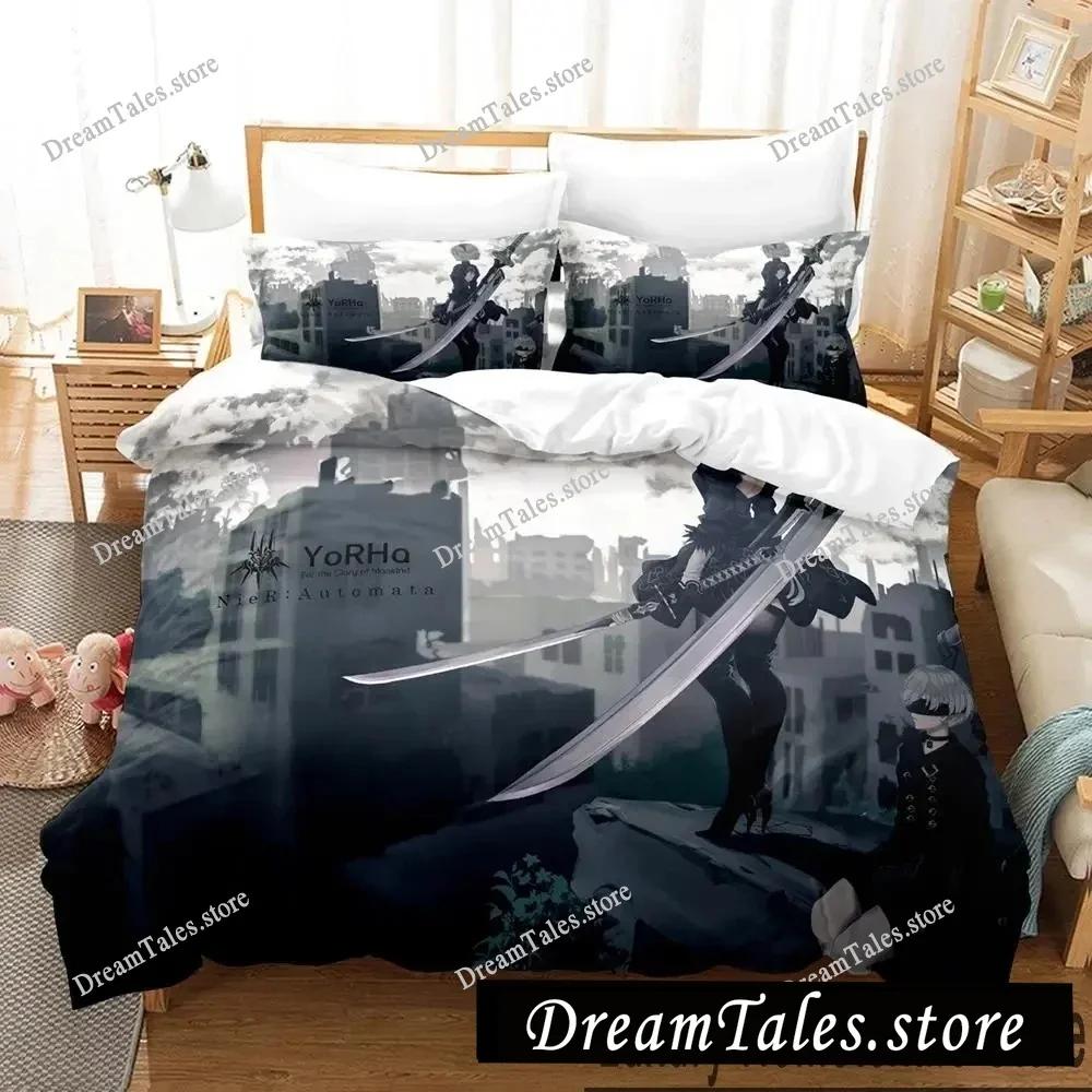 Home Textile Cartoons NieR Automata 2B Cover Duvet Cover Pillow Case Boy Girl Polyester Bedding Set King Queen Twin Size