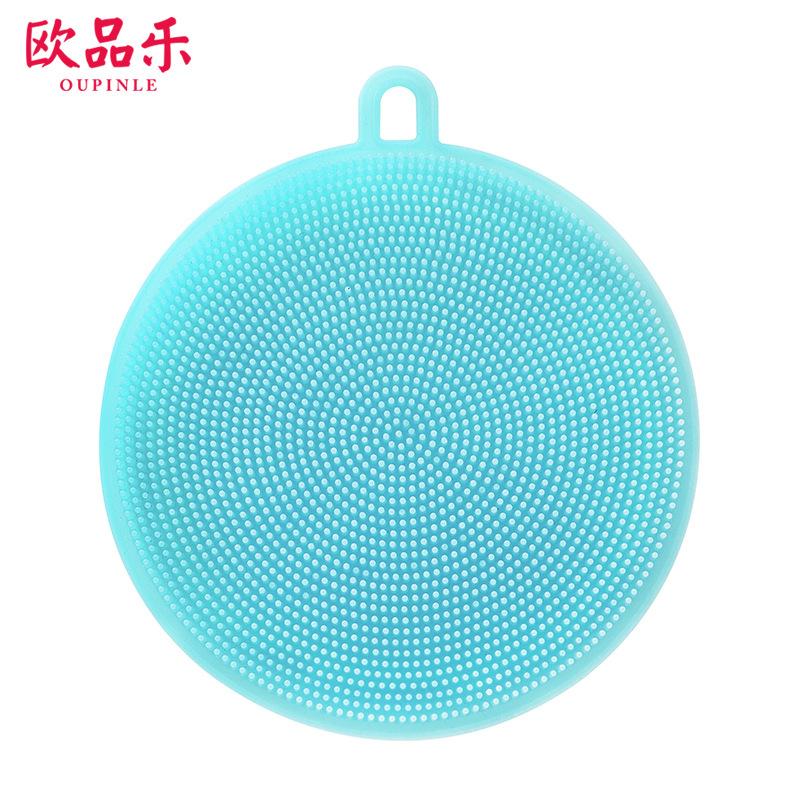 Kitchen Multi-Functional Silicone Brush, Hanging Hole Round Silicone Dishwashing Brush, Decontamination Non-Oil Pan And Bowl Cleaning Brush